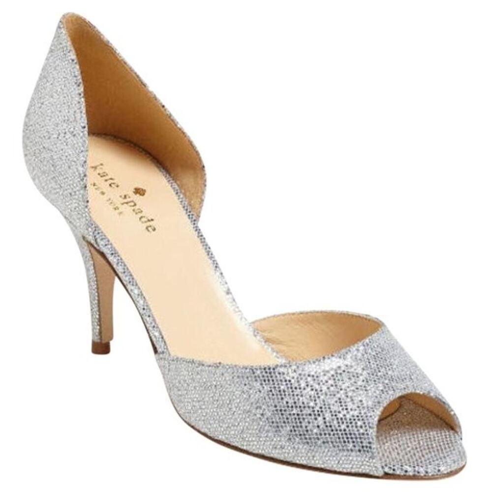 Kate Spade Metallic Silver d'Orsay Sage Heels Pumps Size 8